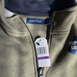 Nautica Men's XXL Quarter Zip Fleece Olive Green Pullover