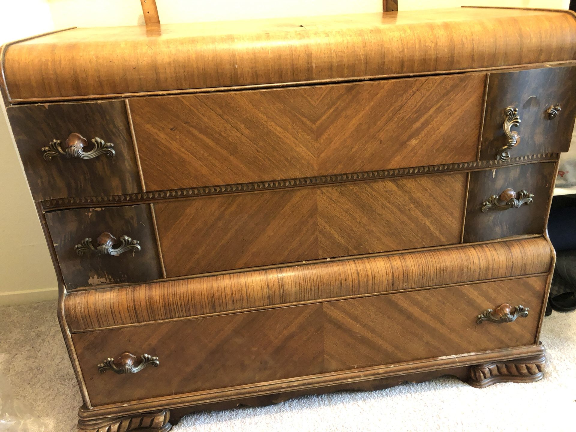 Antique Dresser and Vanity Set