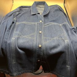 Vintage Marithe Francois Girbaud Men XL Denim Jean Blue Button Collared Jacket