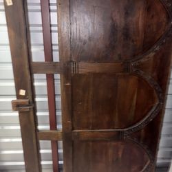 Dark Wood King Headboard, Carved Arches