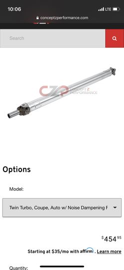 300ZX Twin Turbo One Piece Aluminum Driveshaft For Coupe