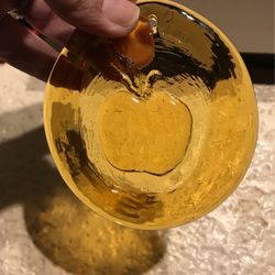 Blenko glass Sun catcher Amber Color Apple 