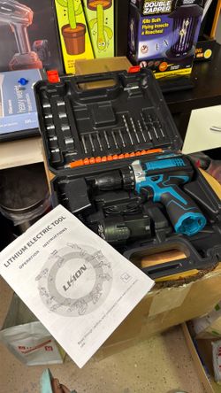 Lithium Cordless Drill Set with Case and Bits