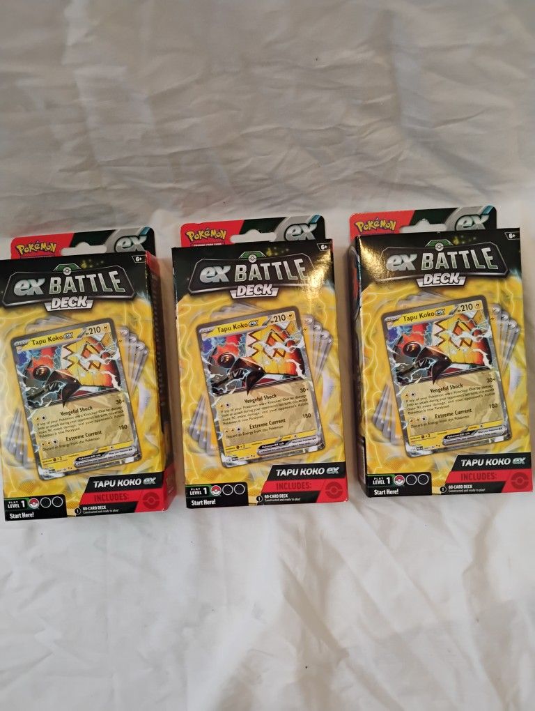 Pokemon Ex Battle Deck Tapu Koko Ex Factory Sealed New In Box LOT OF 3!!!