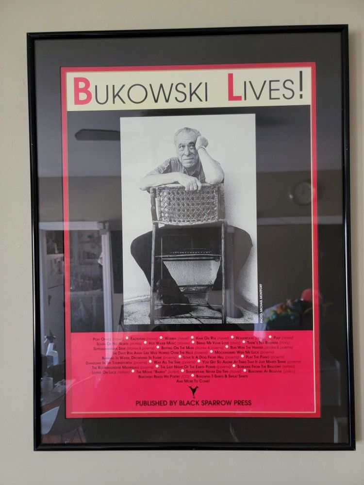 Charles Bukowski-Bukowski Lives-Black Sparrow Press Promotional Poster FRAMED