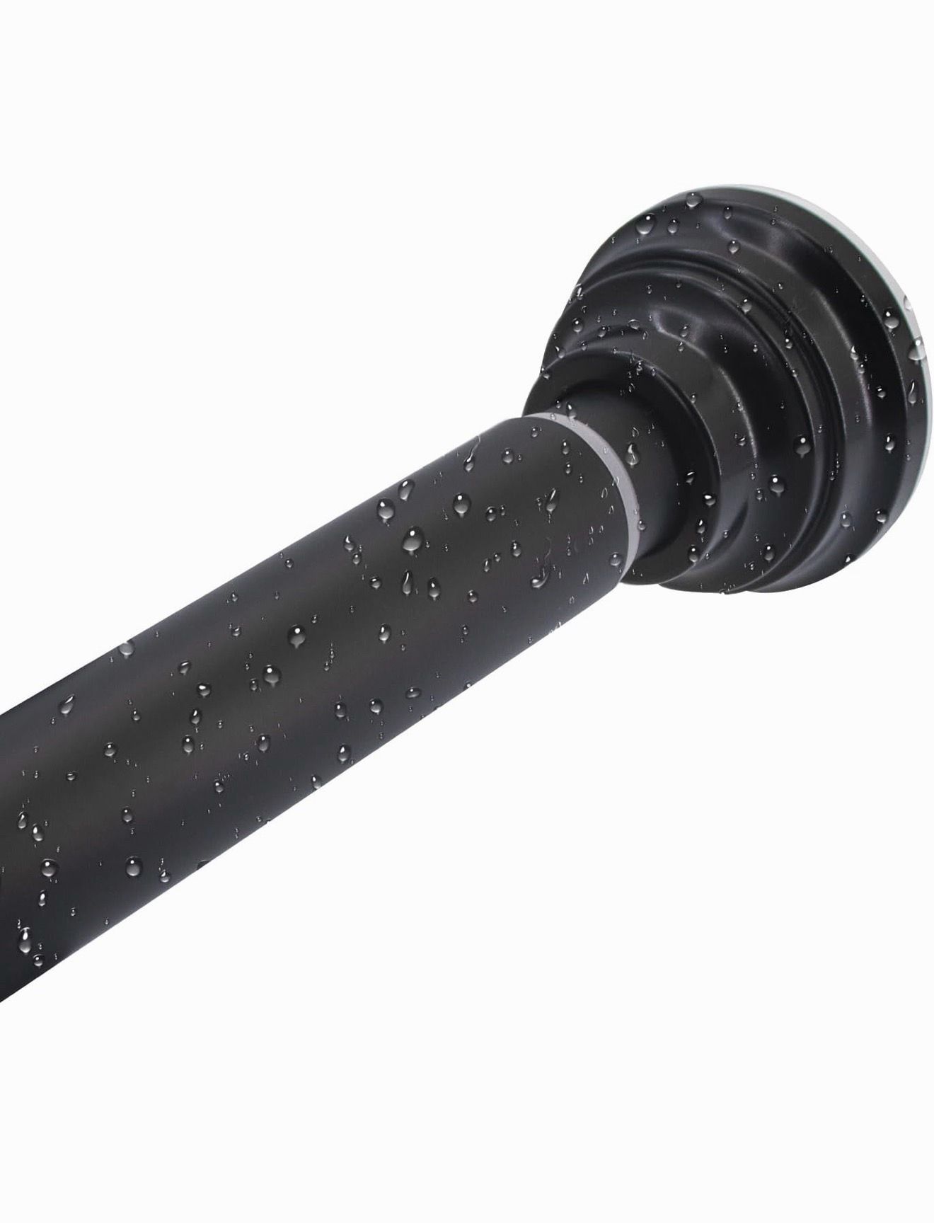 Shower Curtain Rod 30-55IN, Anti-Slip, No Rust,Black Stainless Steel Metal No Drilling Tension Adjustable Curtain Rods for Bathroom, Window, 1 Inch Di