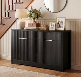 New assembled 55" Fluted Sideboard Buffet Cabinet with Drawers (Black, 4 Doors)
Modern Credenza Storage Cabinet with Adjustable Shelves, Coffee Bar Ta