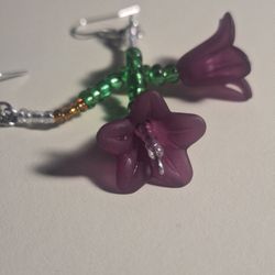 Dangle Vine Lavendar Charm Earrings 