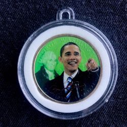 President Barack Obama Colorized George Washington 2007 $1 One Dollar Coin Case