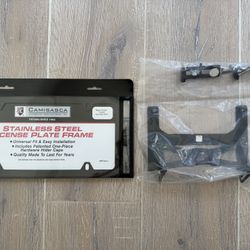 *BRAND NEW* BMW X5 No-Drill Front License Plate Mount +  Black Stainless Steel License Plate Frame 