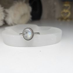 Labradorite Surgical Steel Adjustable Ring