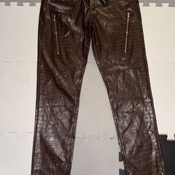 Brown leather pants