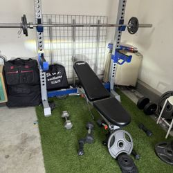 Bench Press + Barbell + Weights 