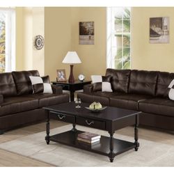 Brown Sofa And Love Seat Set (Free Delivery)