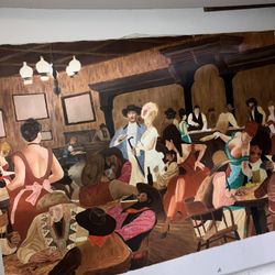 Original Oil Painting Bar Scene