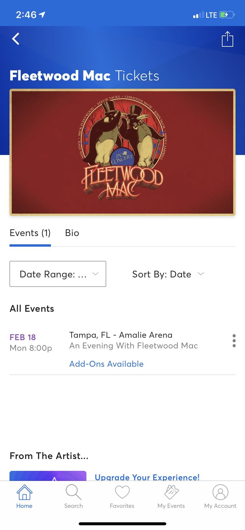 Fleetwood Mac Club Level Tickets