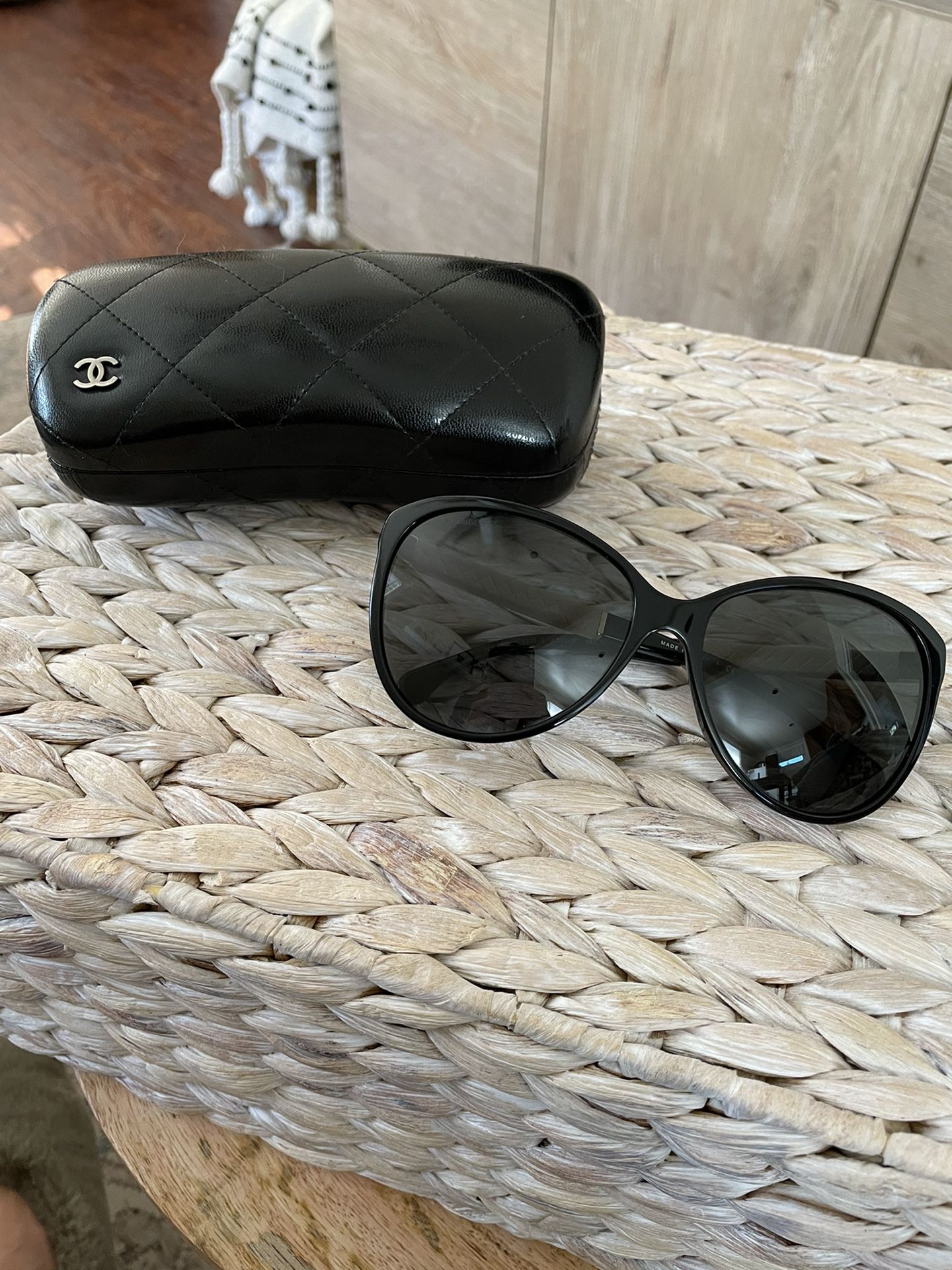 Chanel 5225 Q Tortoise & Leather CC Sunglasses at Jill's Consignment