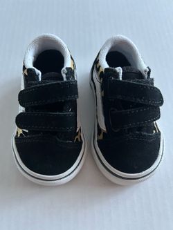 Unisex Vans baby shoes, Black Leopard model, size 2.5
