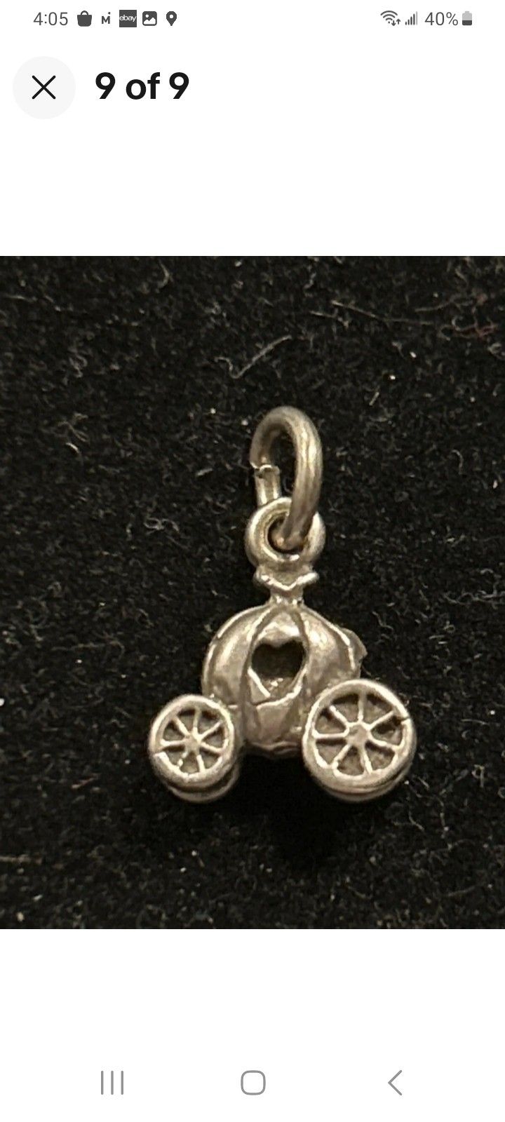 Vtg.sterling silver " PRINCESS CARRIAGE " CHARM