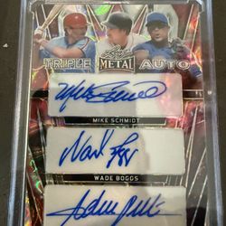 1/1 Triple Autographed baseball Card 
