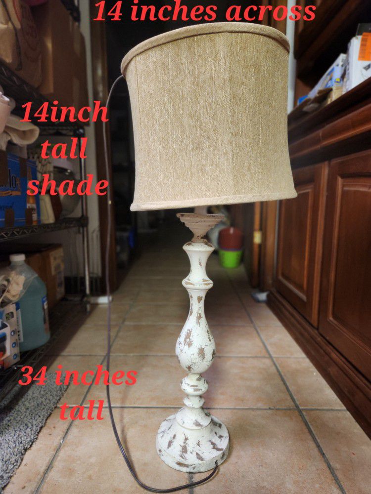 WOODEN LAMP WITH BURLAP SHADE 