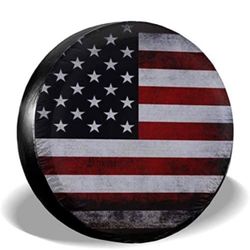 The Red Line Stripes Stars American Flag Retro Print Tire Covers 16 Inch