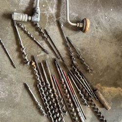 Vintage Hand Drill And Bits 