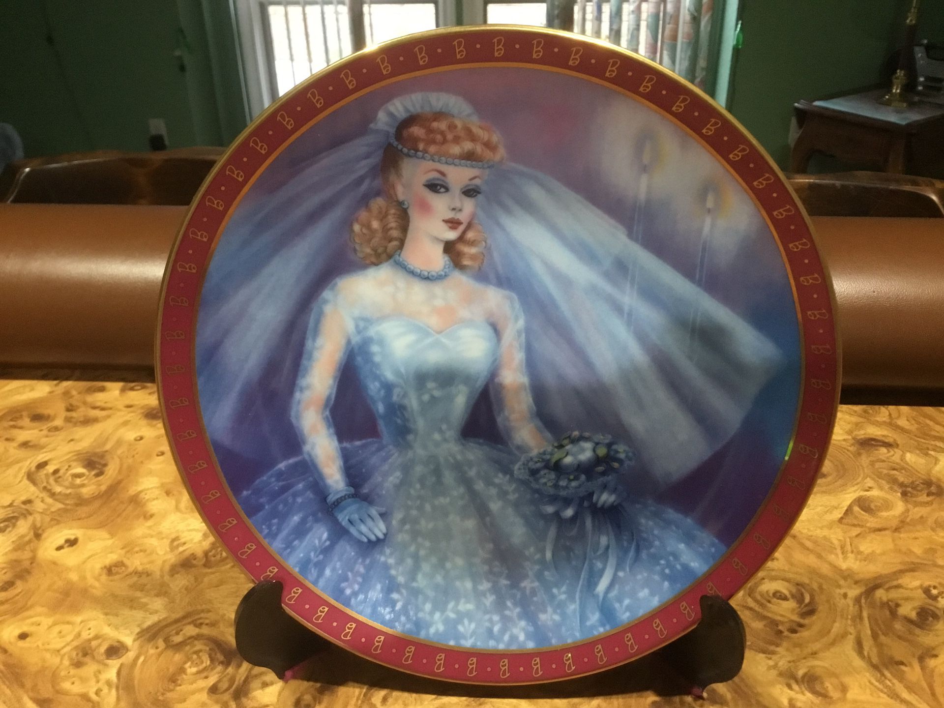 1959 Collector Plate On Stand Barbie Bride To Be 