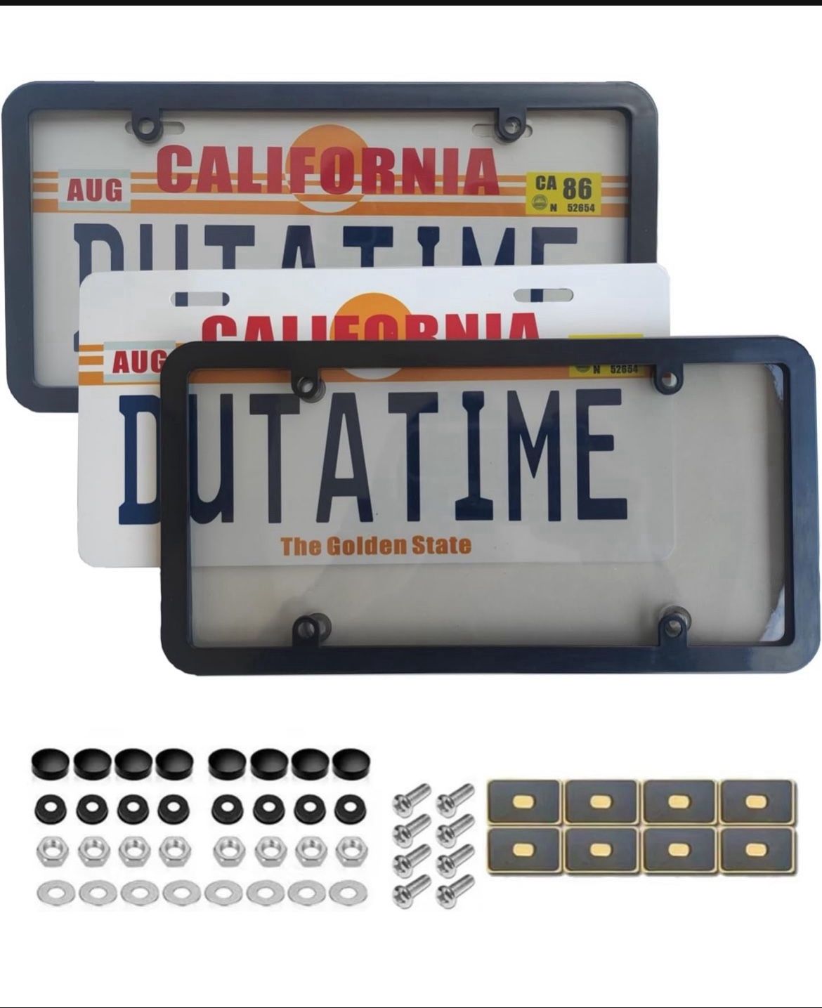 License Plate Cover,License Plate Covers, 2 PC smoked License Plate Frames with 4 Holes Screw and Caps, Licence Plate Protector, American License Plat