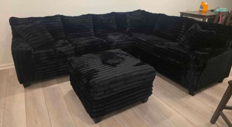 NEW MODEL ALERT! Brand New Byers Market Black Thick Corduroy RAF 2pc Corner Sectional