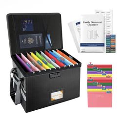 Tidytech Deluxe Pro Large Next of Kin Box Organizer with 50-Page Family Document Guide, Fireproof Foldable File Organizer with Combination Lock, 10 Ha