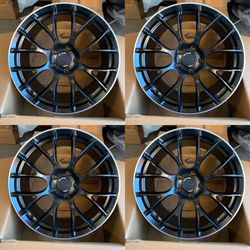 19" NEW RAYS Style Matte Black Staggered Wheels Rims 19x8.5 + 35 19x9.5 +40 (5x120) Fits F30 F80 F82 F90 F10 F22 F12   Brand New 4X Set   Comes w RAYS
