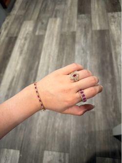 14kt gold diamond and rubies set
