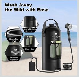 Portable Camping Shower with Battery Powered Pump,