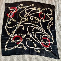 Black & Gold Chain Print Scarf 