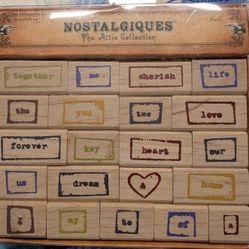 The Attic Collection 21 Nostalgique Words Wood Mounted Rubber Stamp Set: Crafts