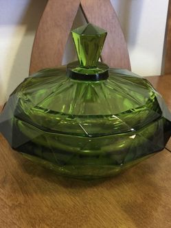 Diamond shaped heavy mid century glass candy dish