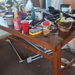 Large Wooden Table With 2 Leafs