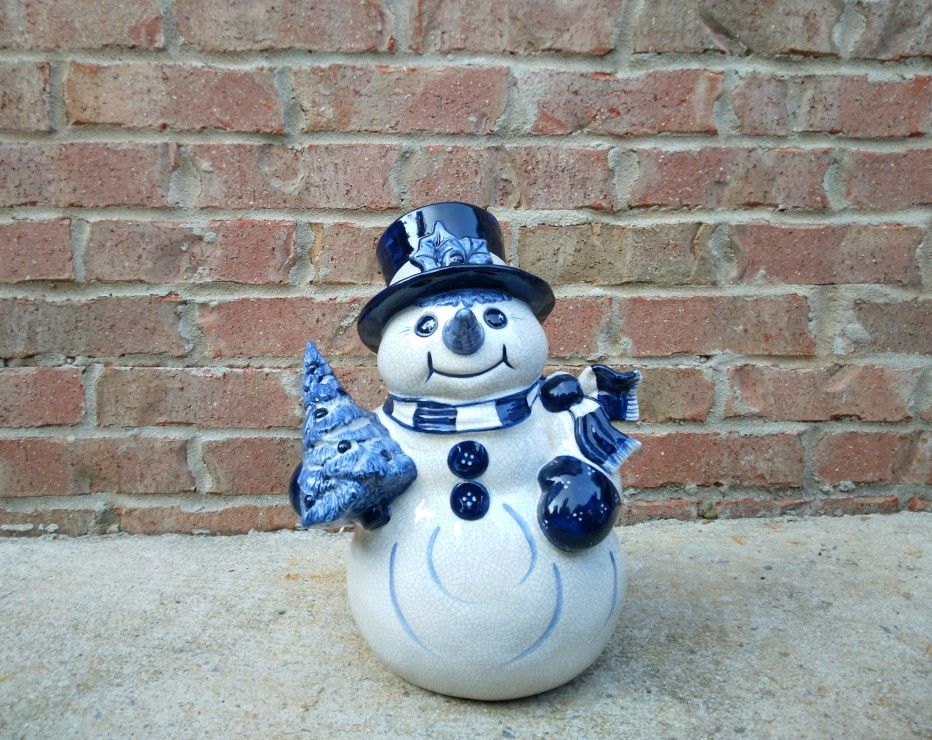 Vintage Potting Shed Large Holiday Snowman Figurine