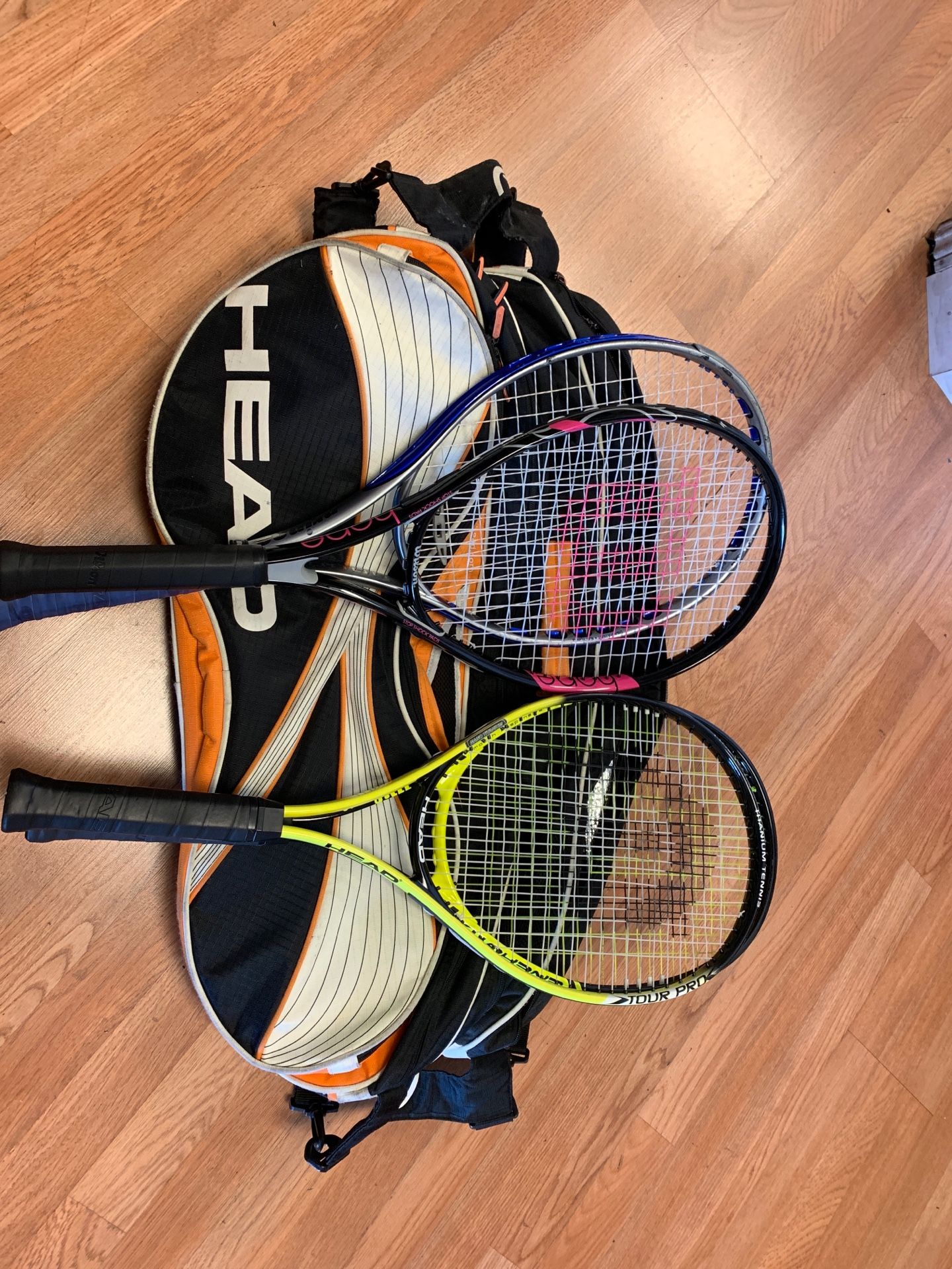 Head tennis bag and Wilson Prince Head racquets