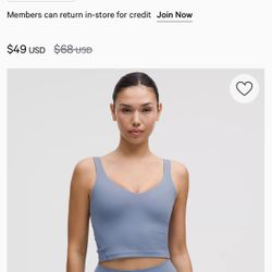Lululemon Align Tank Top Washed Denim 