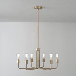 6 Light Chandelier Burnished Brass Finish