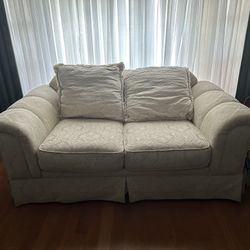 Off White Brocade Loveseat 