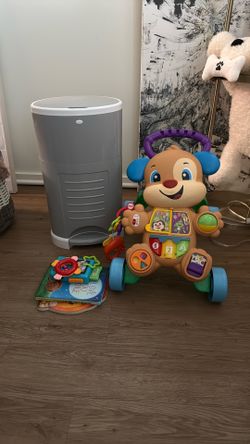 Dekor Diaper Pail, Walker, Few Random Books And Toys