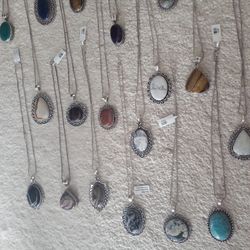 18 Piece German Silver With Stones Necklace 