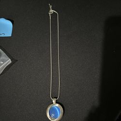 Vintage Costume Blue Silvertone Necklace 