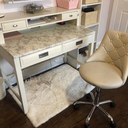 White Desk with Hutch and Chair