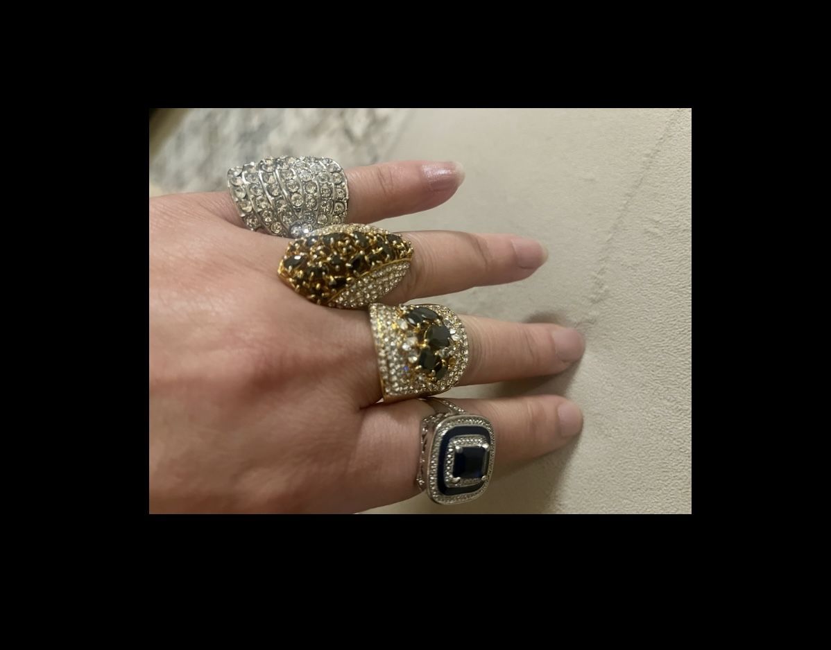 $80 For All Cocktail Rings Bundle No Individual Purchase CZ Onyx Sapphire Stone Gold Silver Metal size 10/9 View Photo Pickup Gaithersburg Md 20877