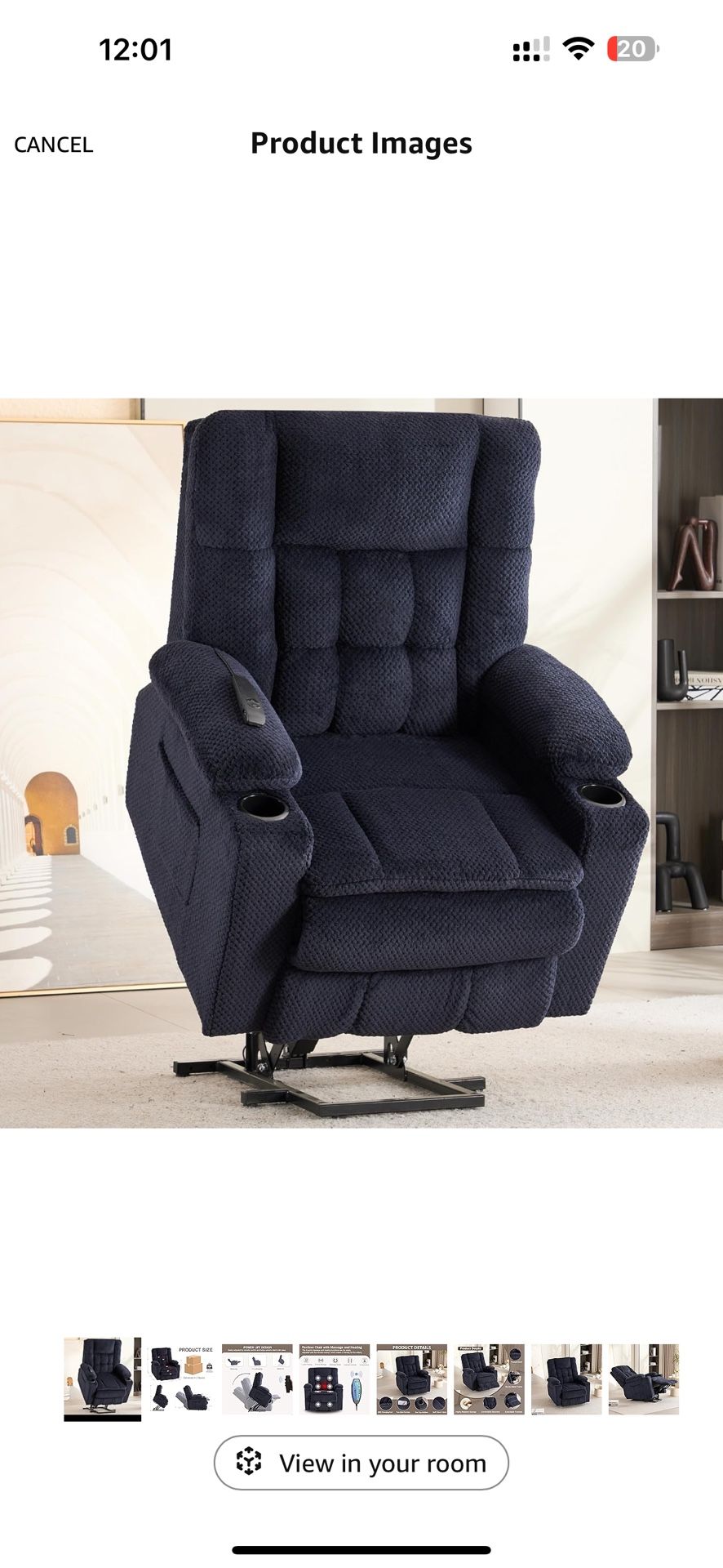 Electric Recliner Chair, Power Lift Recliner Chair for Elderly, Adjustable Sofa Recliner with Massage and Heat for Living Room with USB/Type C Port/Cu