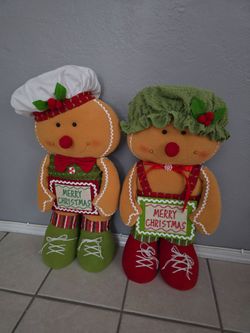 Brand New With Tags Set Of Two 24" Tall Gingerbread Couple Greeters